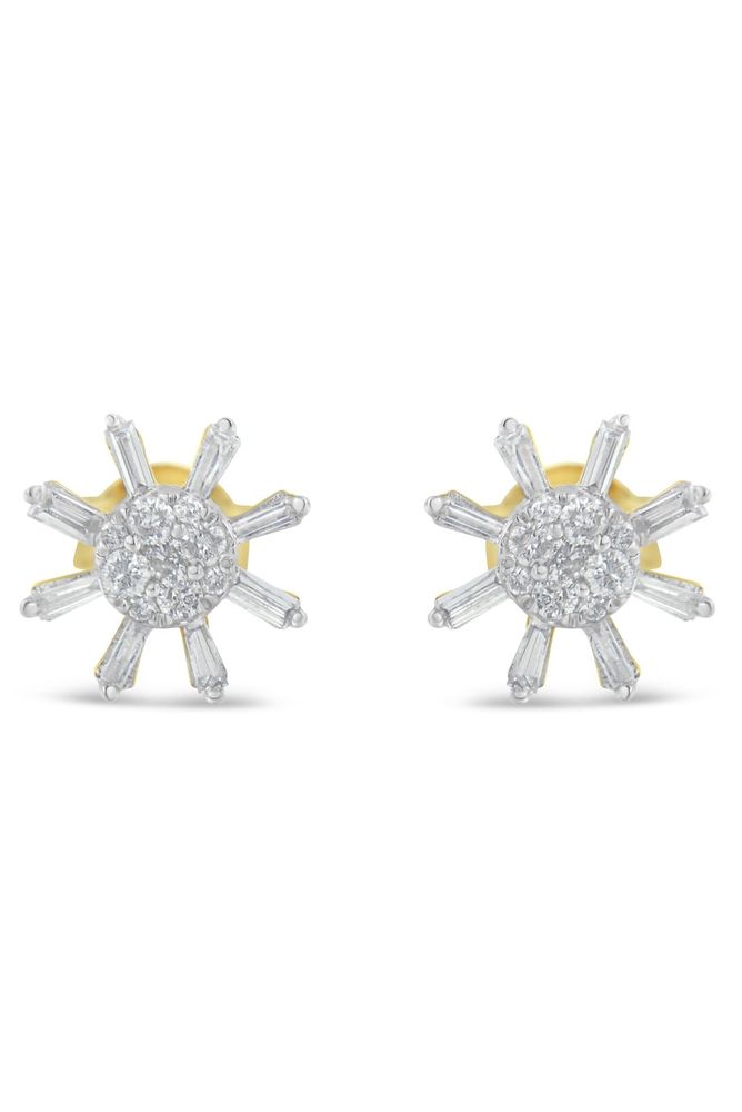 Round and Baguette Diamond Earring